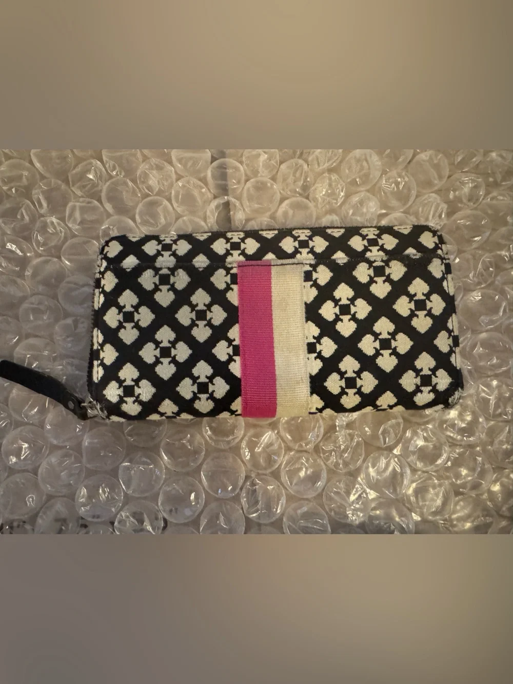 adidas Black & White Patterned Phone Wallet with Pink Accent Stripe